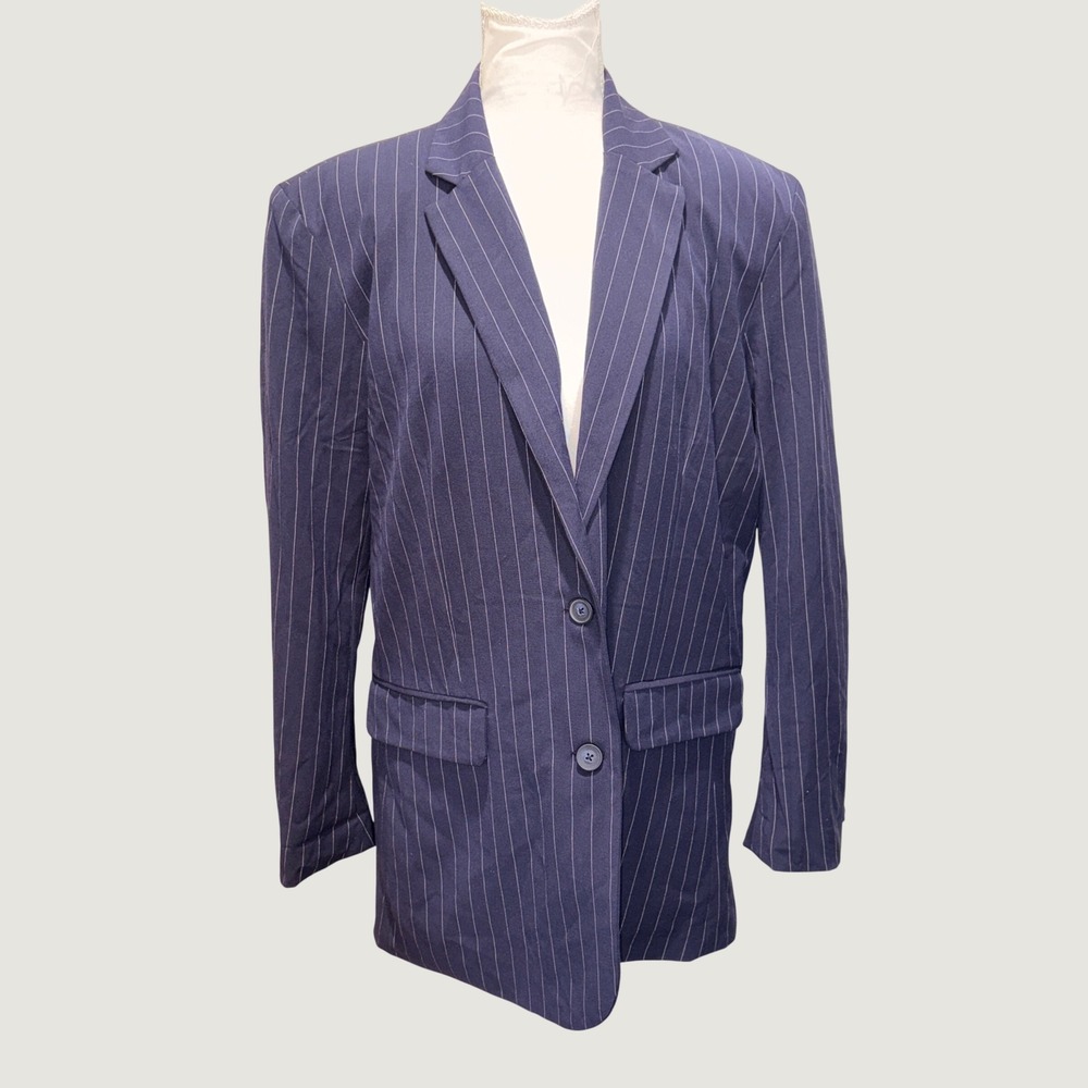 Wild Fable Navy Blue Pinstripe Oversized Blazer Jacket Medium NWT